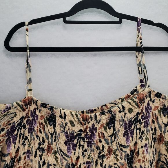 5 5X Torrid Challis Smocked Cold Shoulder Rayon Floral 3/4 Sleeve Blouse Top - Picture 10 of 11